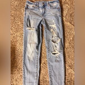 American Eagle Outfitters Light Blue Distressed Skinny Jeans